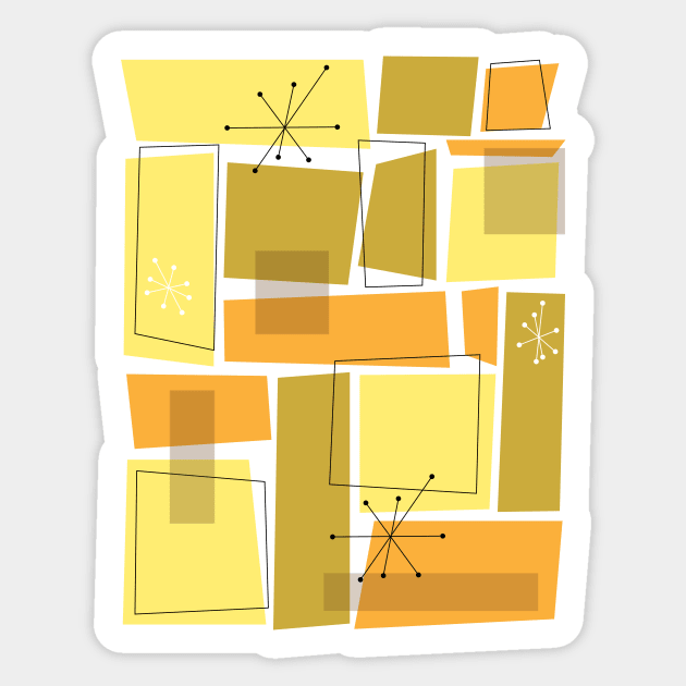 Yellow and Orange Funky Squares Mid Century Sticker by OrchardBerry